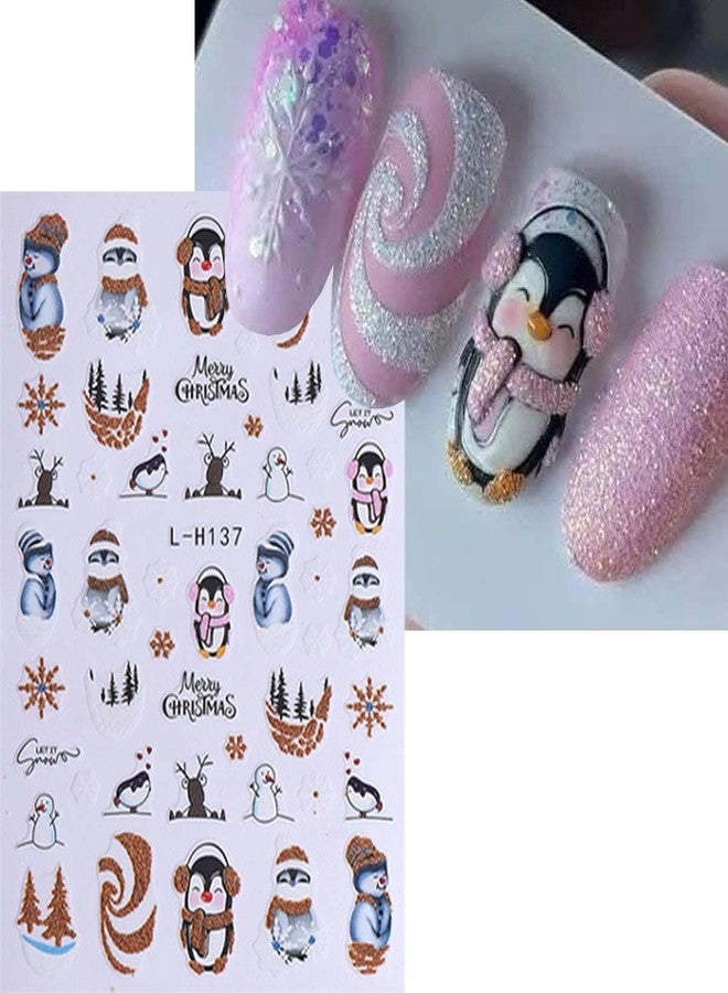 SWEET TREND Christmas Nail Art Stickers Set – 8pcs Cute Santa Reindeer Snowman Penguin Christmas Tree Nail Decals with Tweezers - Holiday Nail Decorations for DIY Manicure - Xmas Gift for Women - Image 3